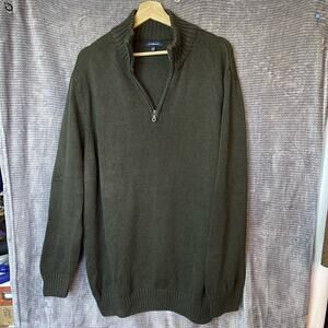 Croft Barrow 1/4 Zp Sweater Men Green XXL Coastal Cabin Hiking Outdoor Fisherman